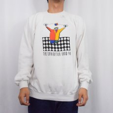 画像2: 【SALE】 90's USA製 "THE EXHIBITOR SHOW 90" プリントラグランスウェット XL (2)