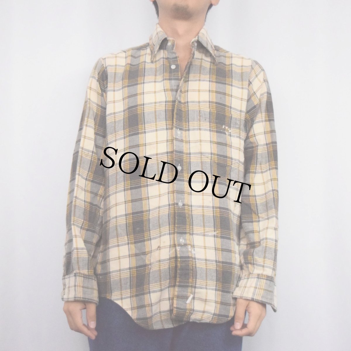 画像2: 70's CHRLIE BROWN SHIRTMAKERS USA製 チェック柄 ライトネルシャツ M (2)