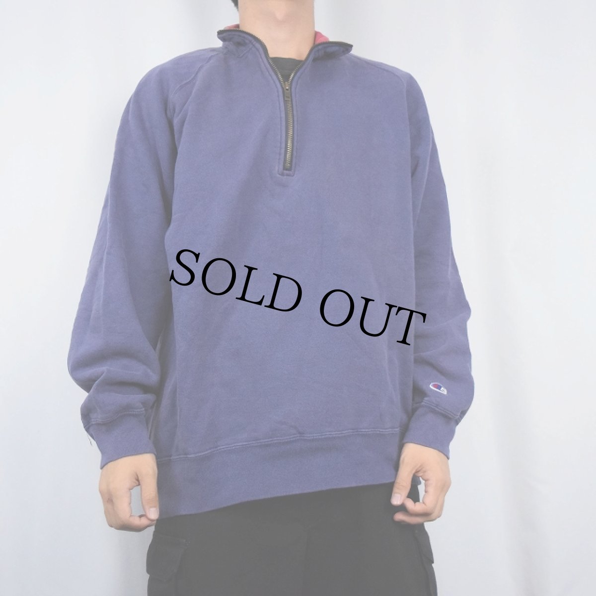 画像2: 90's Champion USA製 ハーフジップスウェット XL (2)