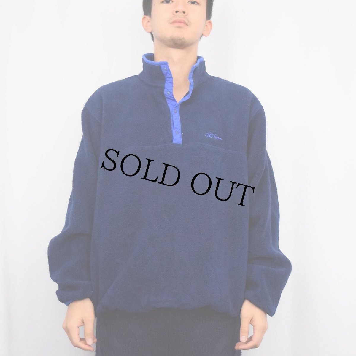 画像2: 90's L.L.Bean ハーフスナップ フリースジャケット NAVY (2)