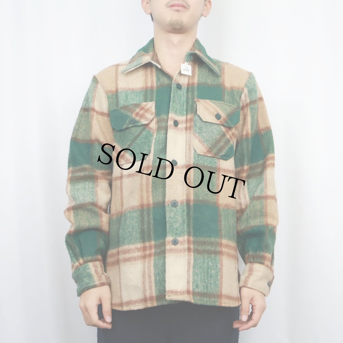 画像2: 70〜80's King Arthur チェック柄 ウール CPOシャツジャケット M (2)