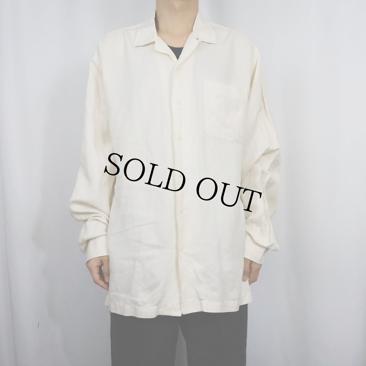 画像2: POLO Ralph Lauren リネン×シルク オープンカラーシャツ L (2)