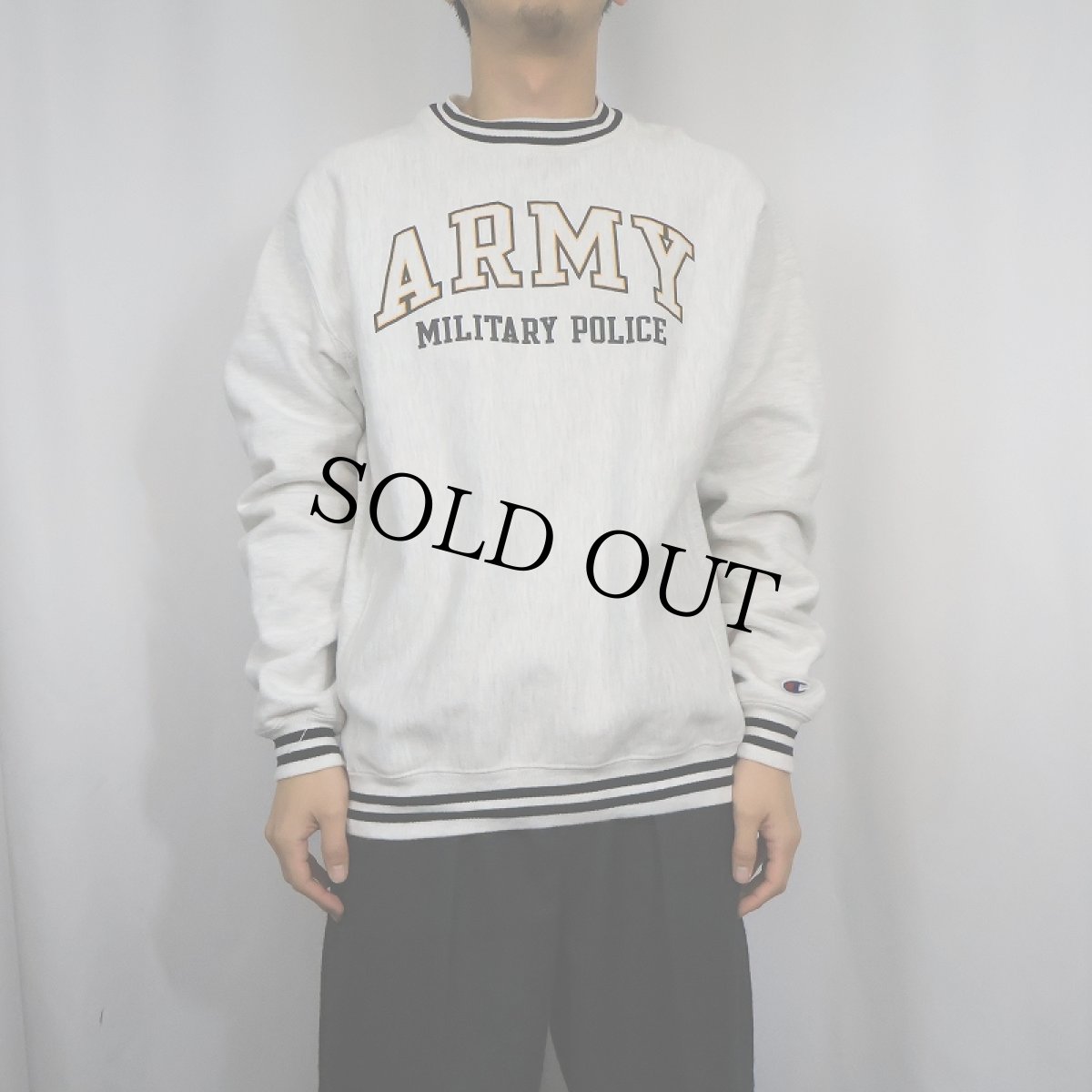 画像2: 2000's Champion REVERSE WEAVE "ARMY" プリントスウェット M (2)