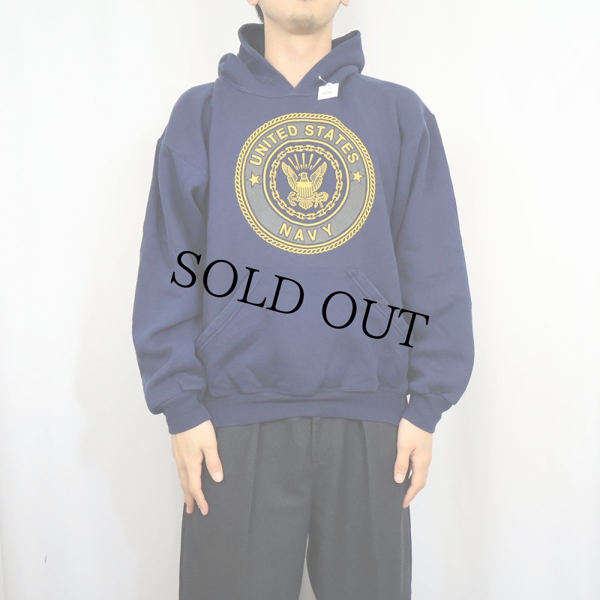 画像2: 90's SOFFE USA製 "U.S.NAVY" リフレクタープリントスウェットフーディ M (2)