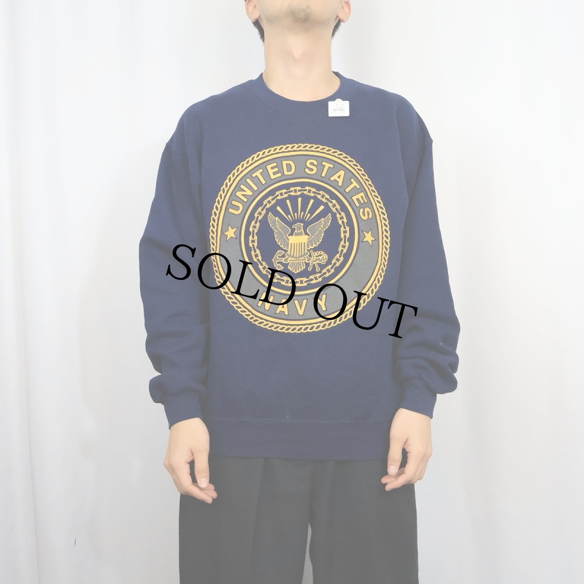 画像2: 90's SOFFE USA製 "U.S.NAVY" リフレクタープリントスウェット M (2)