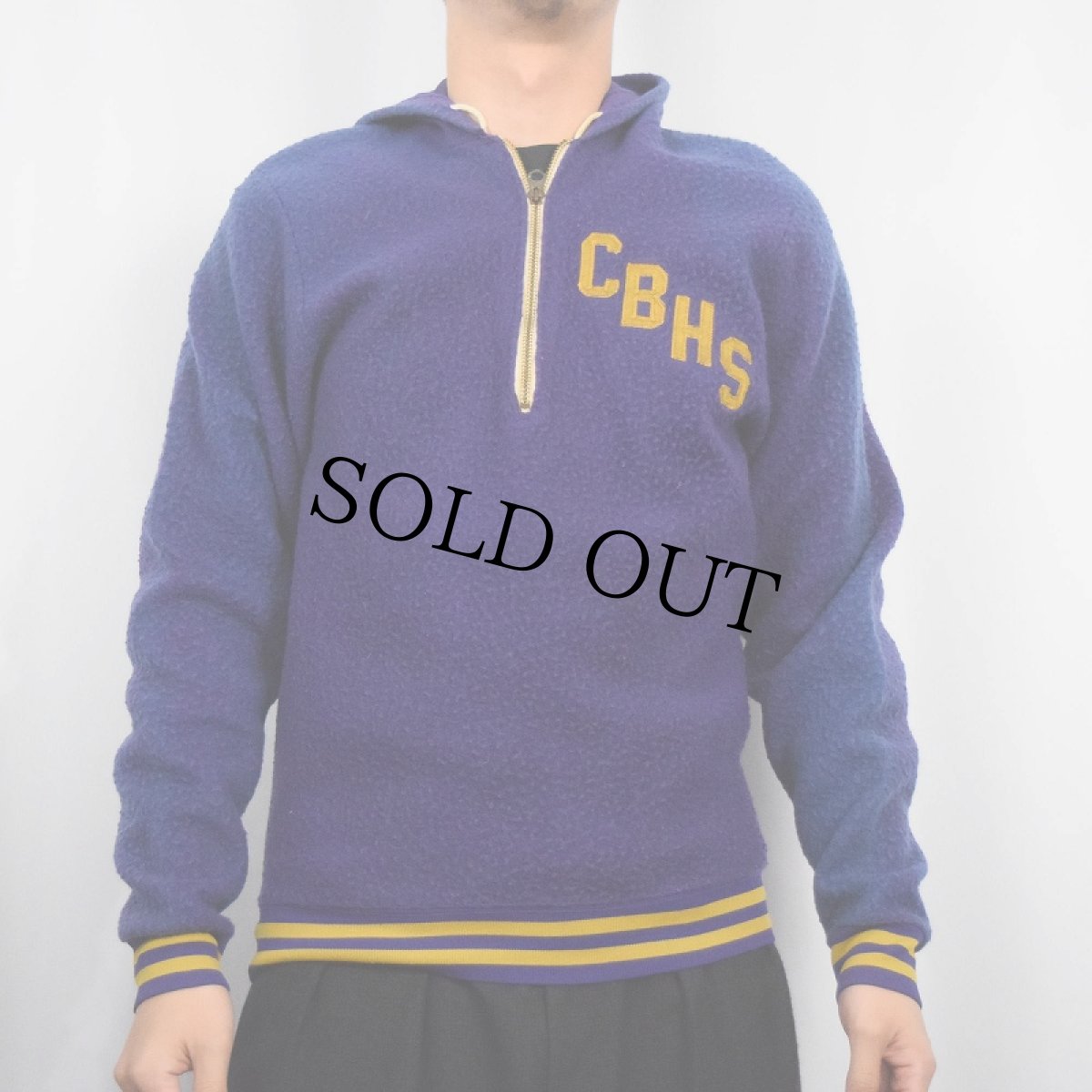 画像2: 60's Champion PRODUCTSタグ USA製 "CBHS" ハーフジップ ナイロンパーカー M (2)