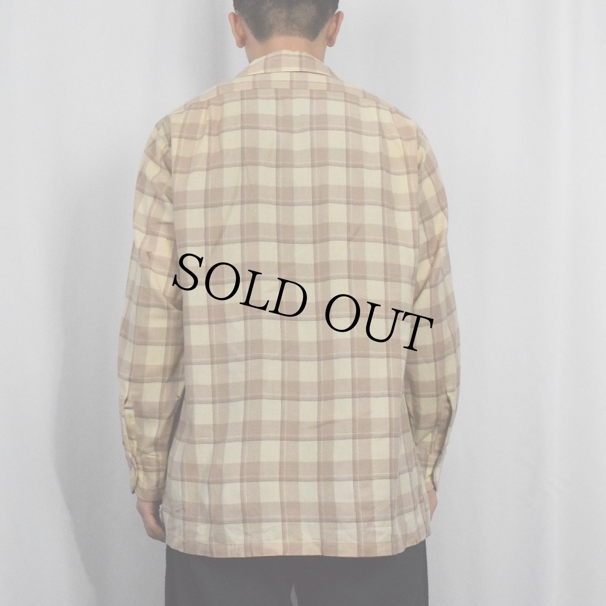 画像3: 50's Sir Pendleton チェック柄 オープンカラーウールシャツ M (3)