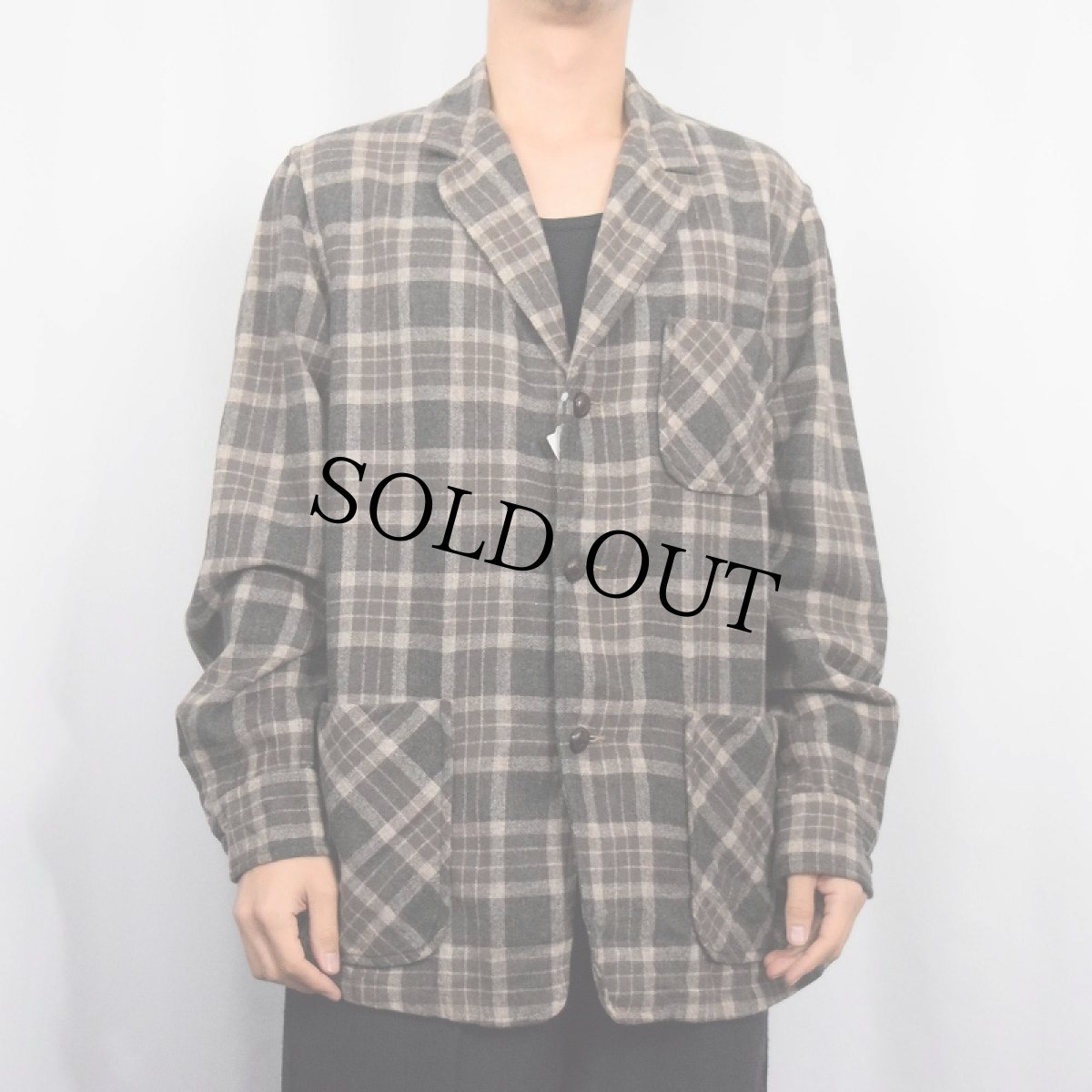 画像2: 60's Pendleton チェック柄 ウールテーラードジャケット M (2)