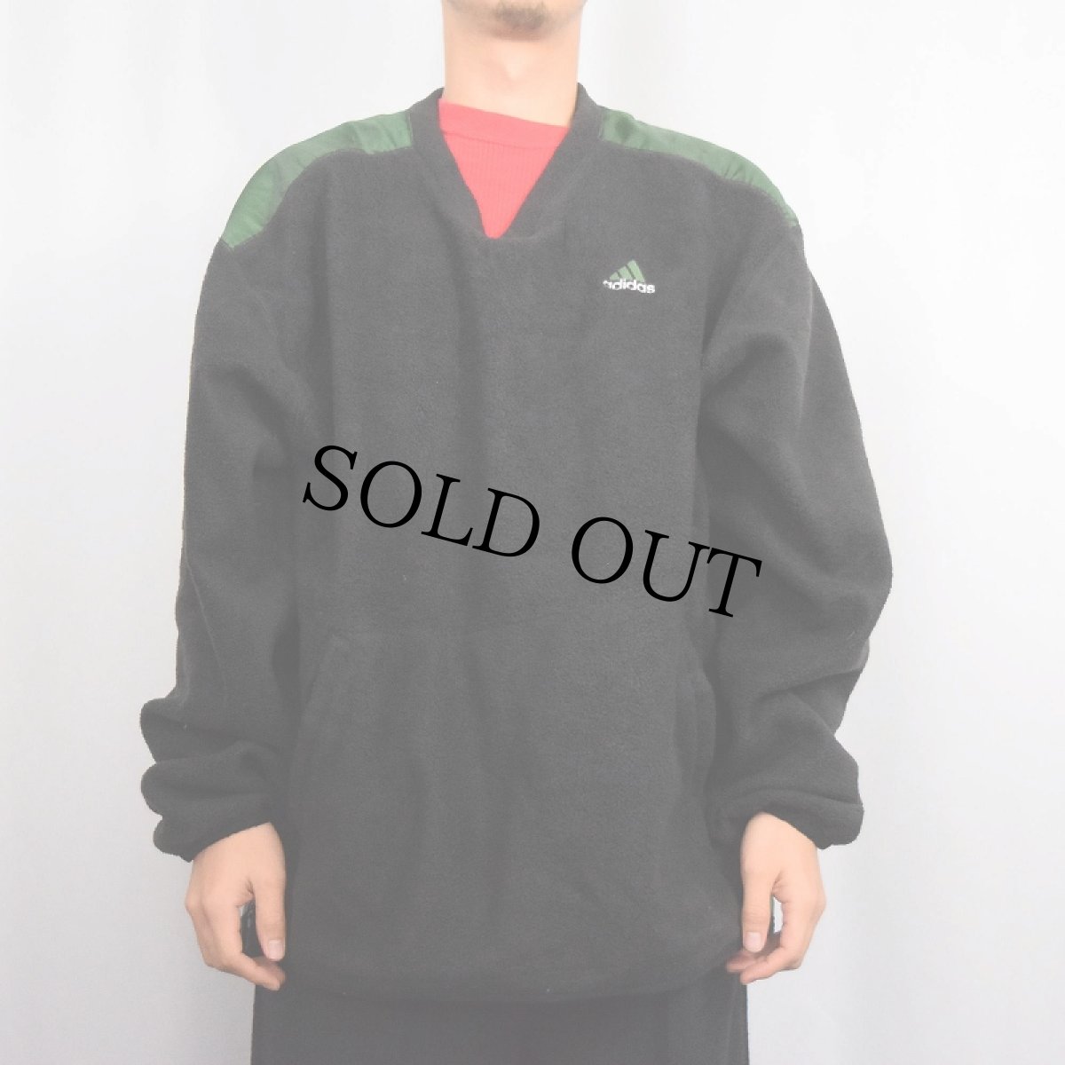 画像2: adidas 切り替えデザイン フリースプルオーバー BLACK XL (2)