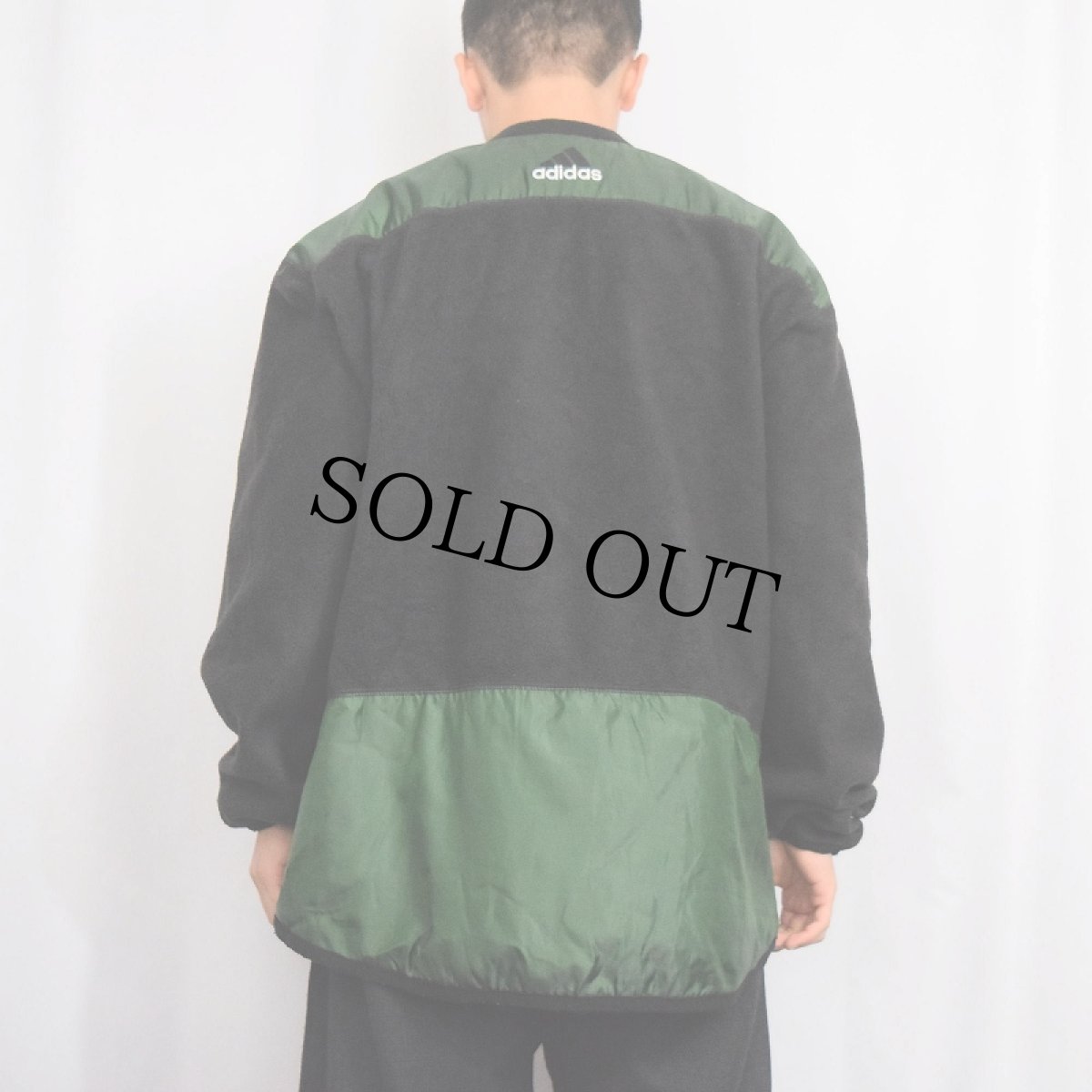 画像3: adidas 切り替えデザイン フリースプルオーバー BLACK XL (3)