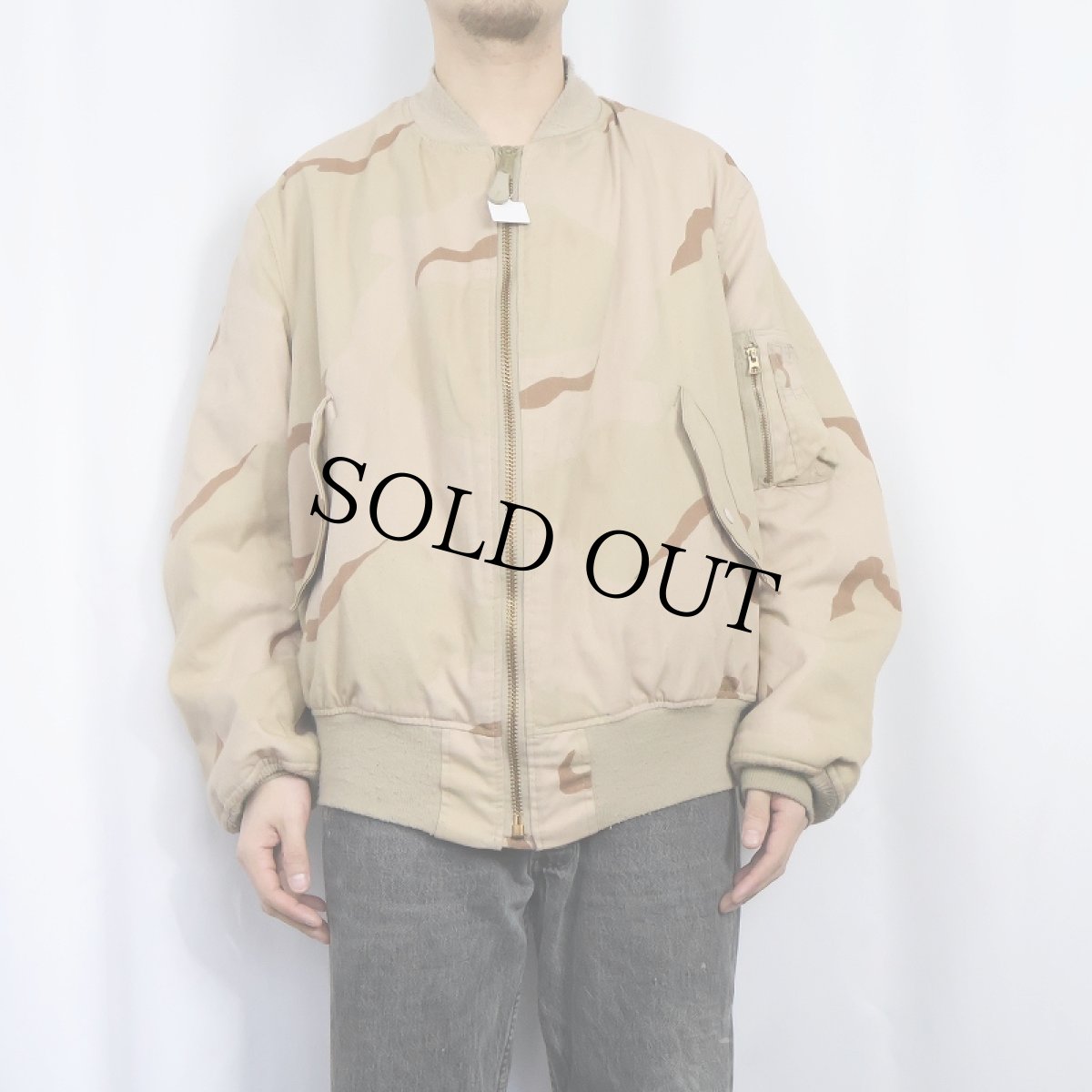画像2: 民間品 90's〜 ALPHA INDUSTRIES,INC. USA製 MA-1 デザートカモ柄 フライトジャケット XXL (2)