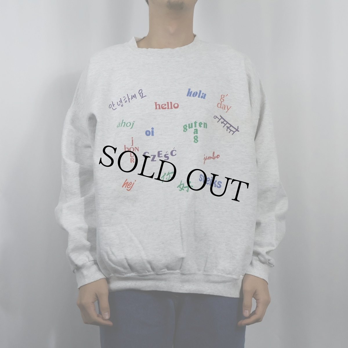 画像3: "hello" 挨拶プリントスウェット XL (3)