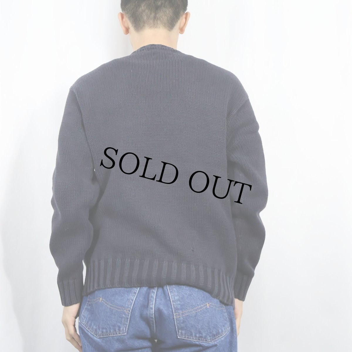 画像3: 90's POLO Ralph Lauren ワッペン付き コットンニットセーター NAVY S (3)