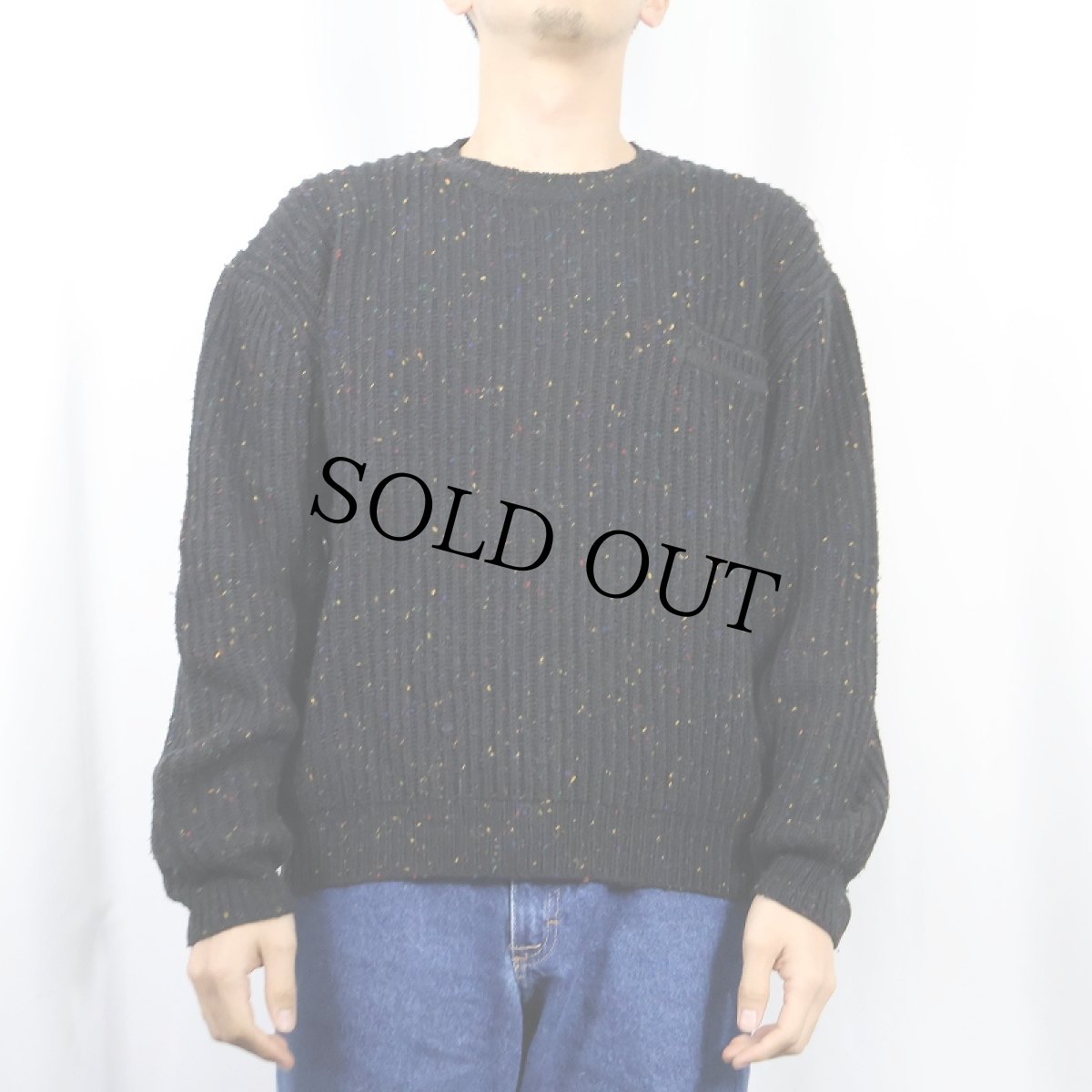 画像2: 90's FRENCH COLLECTION NO.2 カラーネップ混 アクリルニットセーター BLACK M (2)