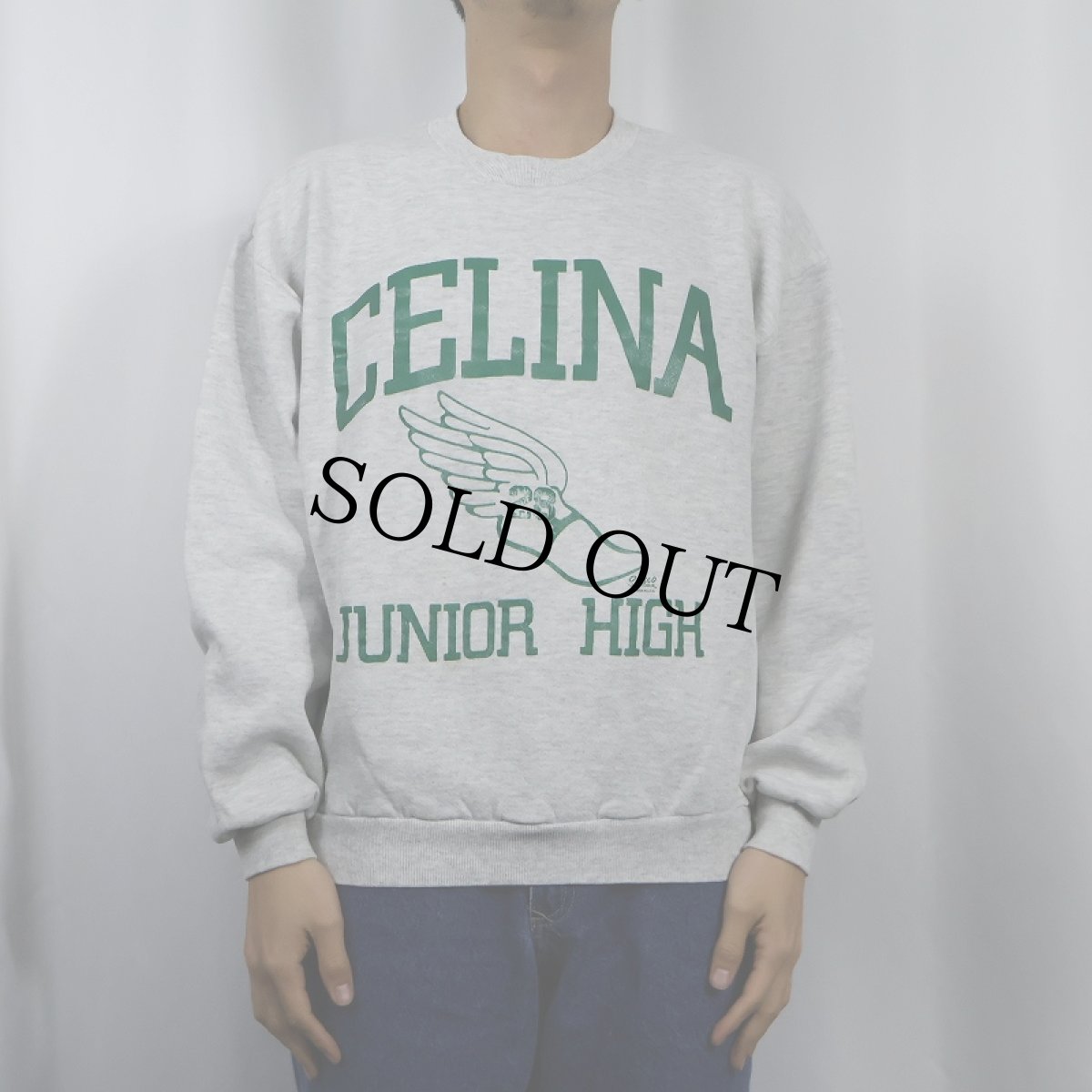 画像2: 90's JERZEES USA製 "CELINA JUNIOR HIGH" プリントスウェット L (2)