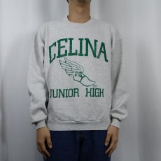 画像2: 90's JERZEES USA製 "CELINA JUNIOR HIGH" プリントスウェット L (2)