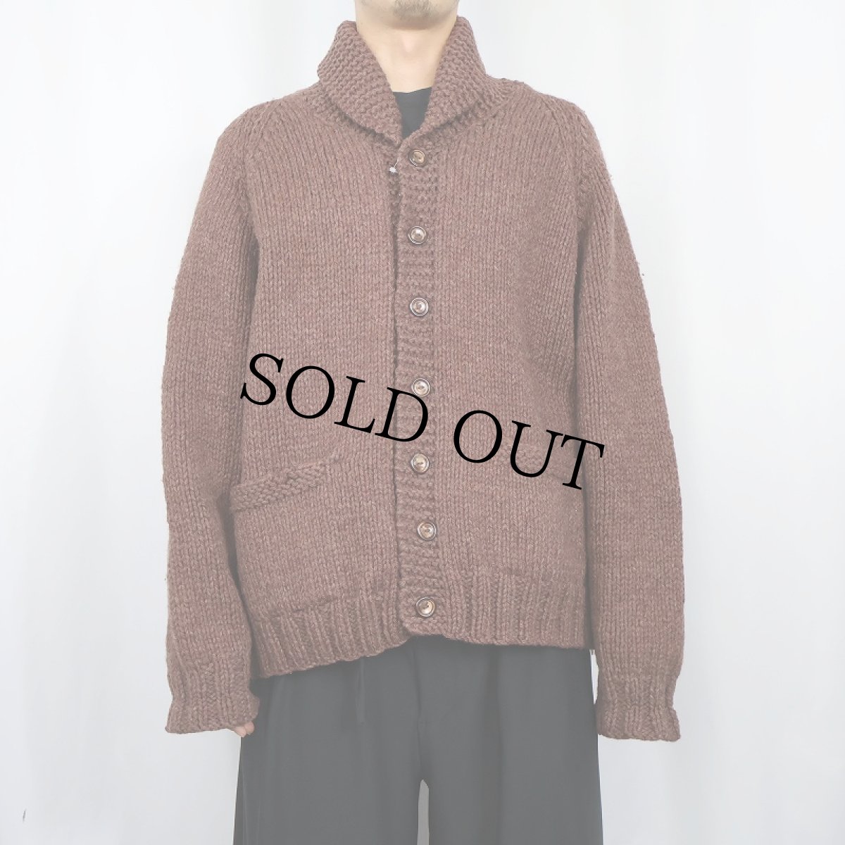 画像2: ショールカラー ウールニットカーディガン (2)