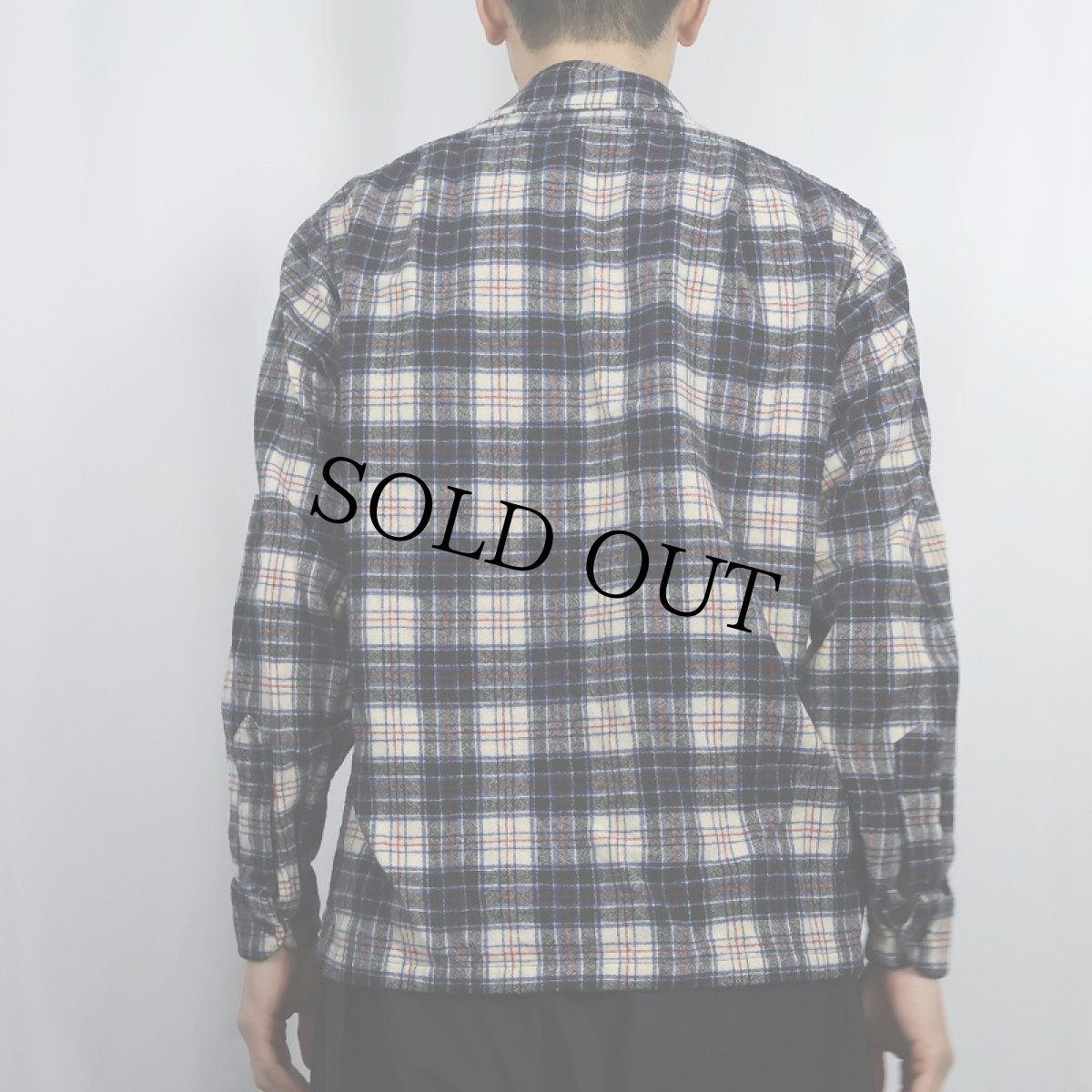 画像3: 70's Pendleton USA製 チェック柄 オープンカラーウールシャツ M (3)