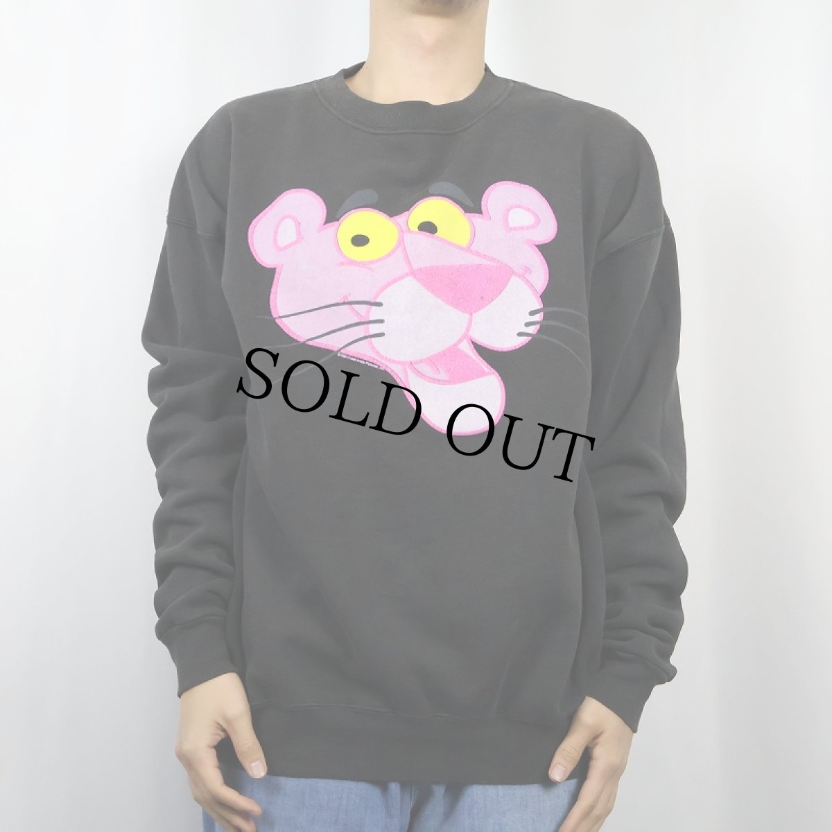 画像2: 90's PINK PANTHER USA製 キャラクタープリントスウェット BLACK XL (2)