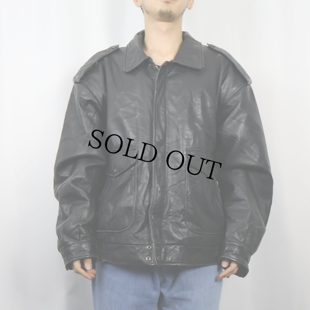 画像2: Linea Settantasette "A-2 TYPE" フライトレザージャケット BLACK SIZE54 (2)