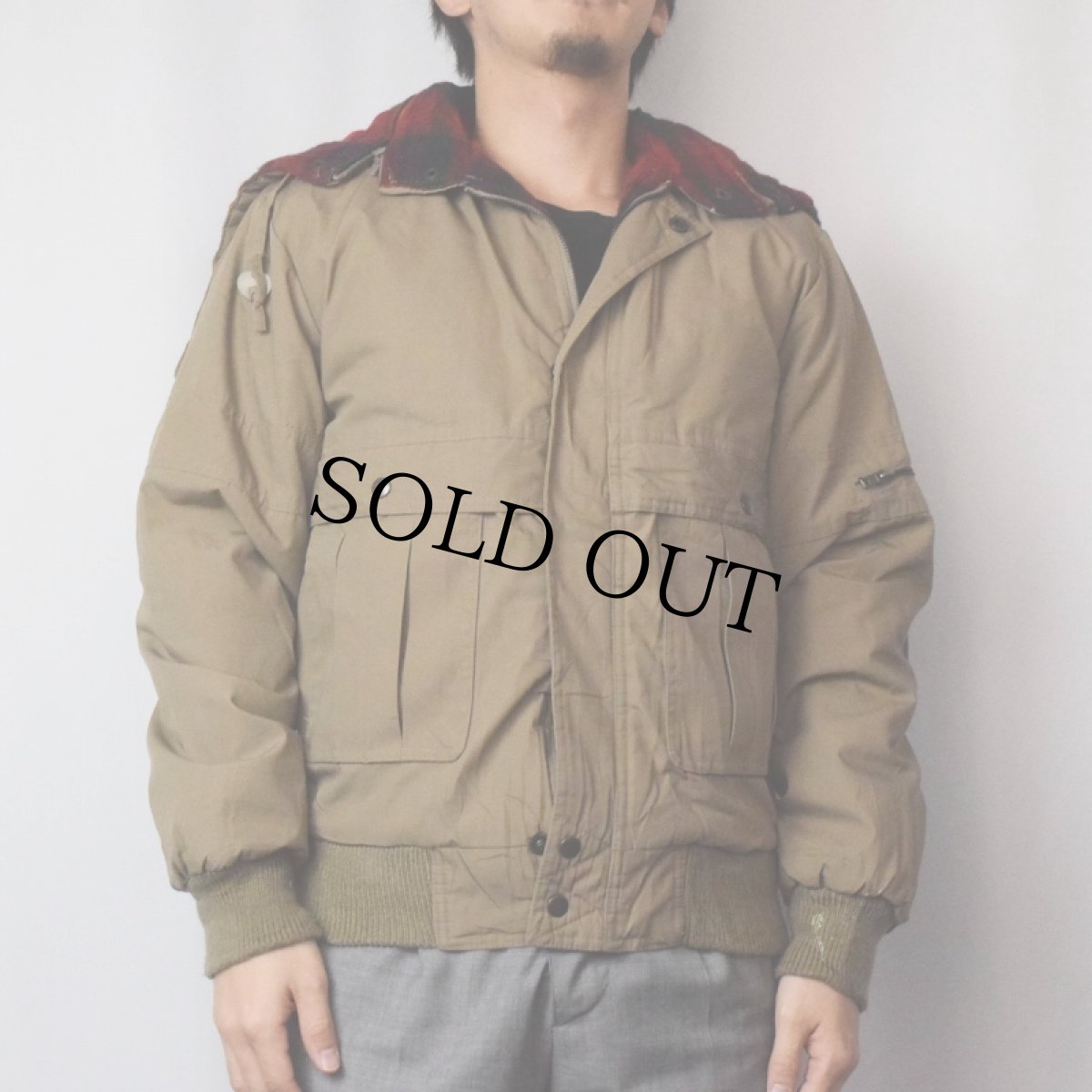 画像3: 80〜90's Northwest Territory 裏地チェック柄 ラビットフードジャケット S (3)