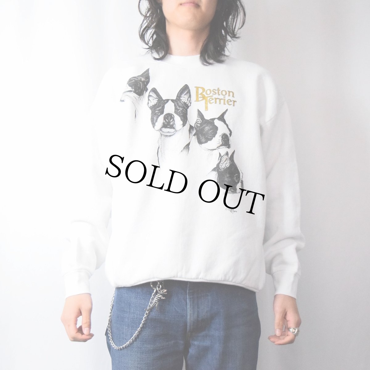 画像2: 90's USA製 "Boston Terrier" 犬イラストプリントTシャツ XL (2)