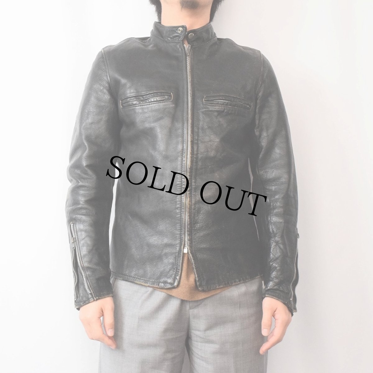 画像2: 60〜70's シングルライダースジャケット (2)