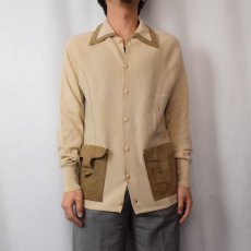 画像2: 70's EURO virany ITALY製 アクリル×ウール ニットカーディガン L (2)