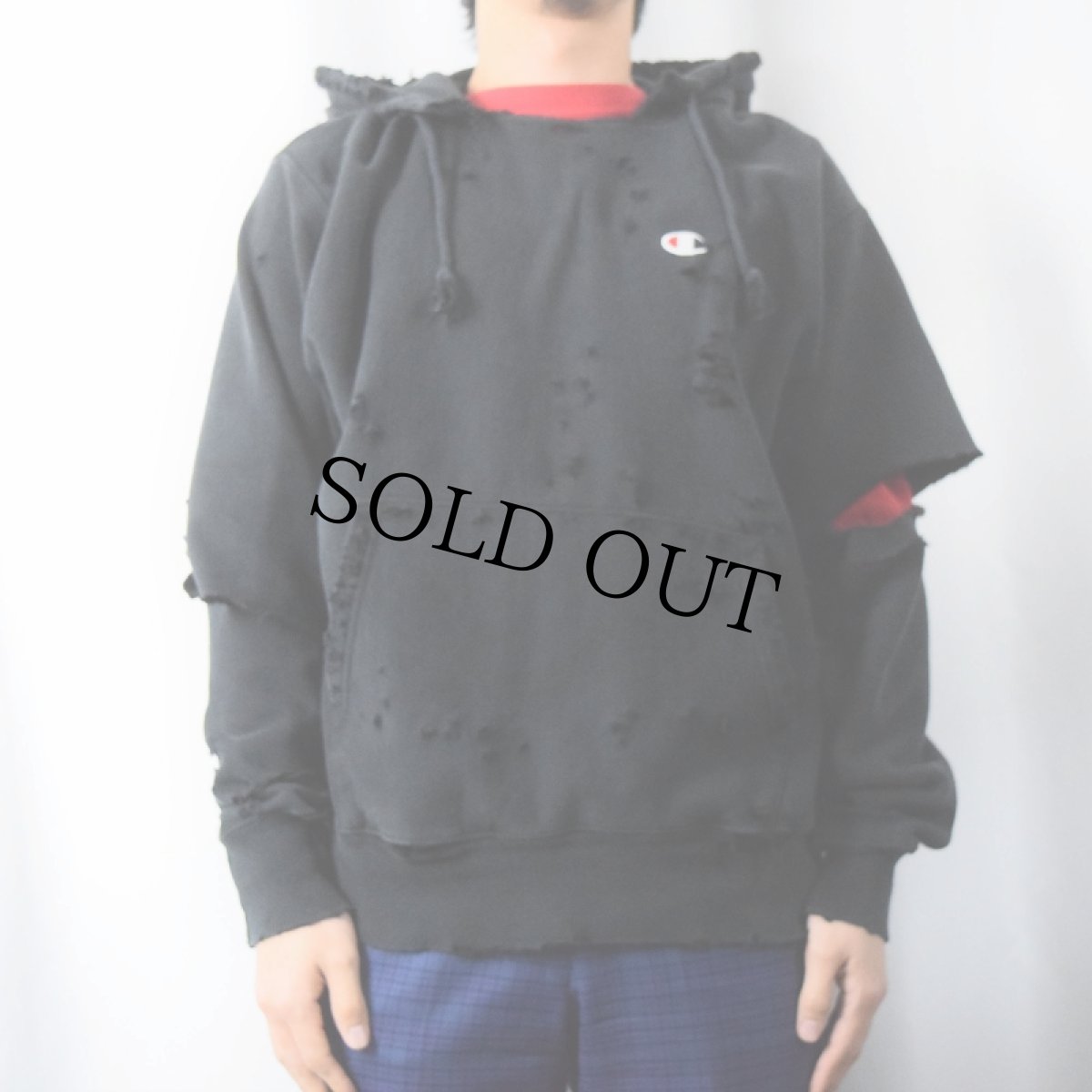 画像2: Feeet×UNP "Damaged" Chempion REVERSE WEAVE スウェットフーディ BLACK L (2)