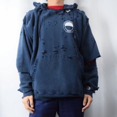 画像3: Feeet×UNP "Damaged" Champion PREMIUM REVERE WEAVE プリントスウェットフーディ NAVY L (3)