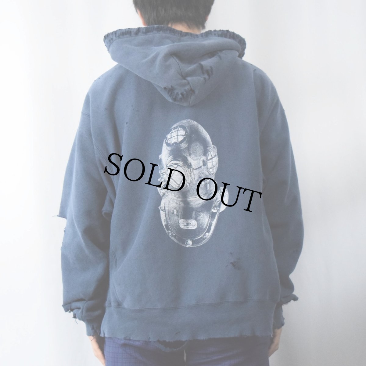 画像4: Feeet×UNP "Damaged" Champion PREMIUM REVERE WEAVE プリントスウェットフーディ NAVY L (4)