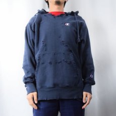 画像2: Feeet×UNP "Damaged" Champion REVERE WEAVE スウェットフーディ NAVY L (2)