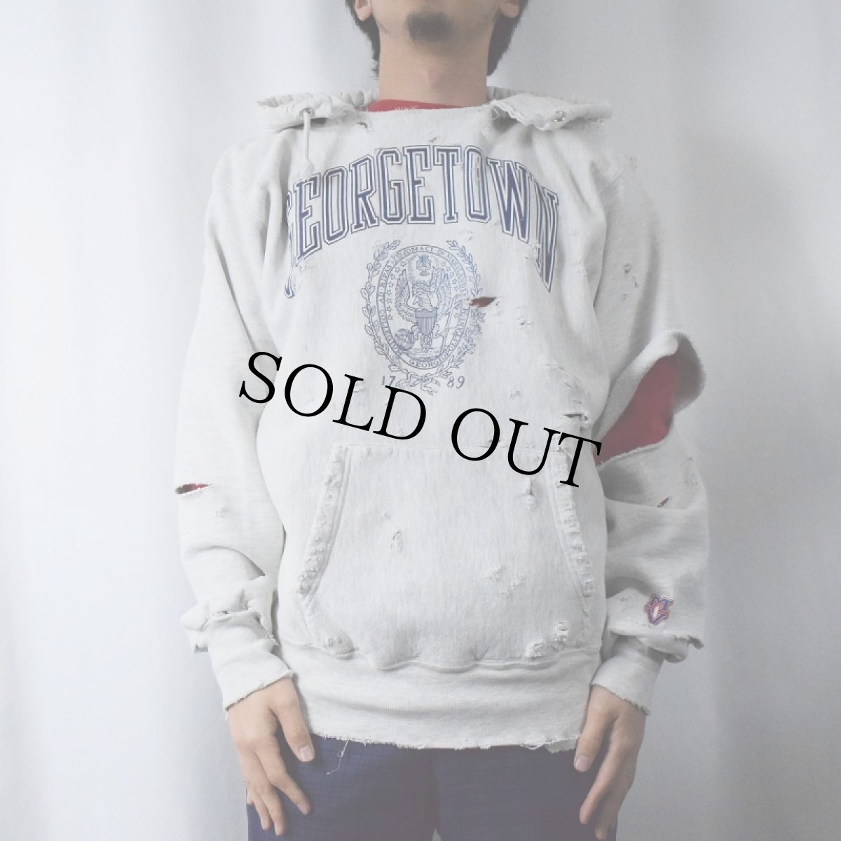 画像2: Feeet×UNP "Damaged" MV SPORT USA製 プリントスウェットフーディ L (2)