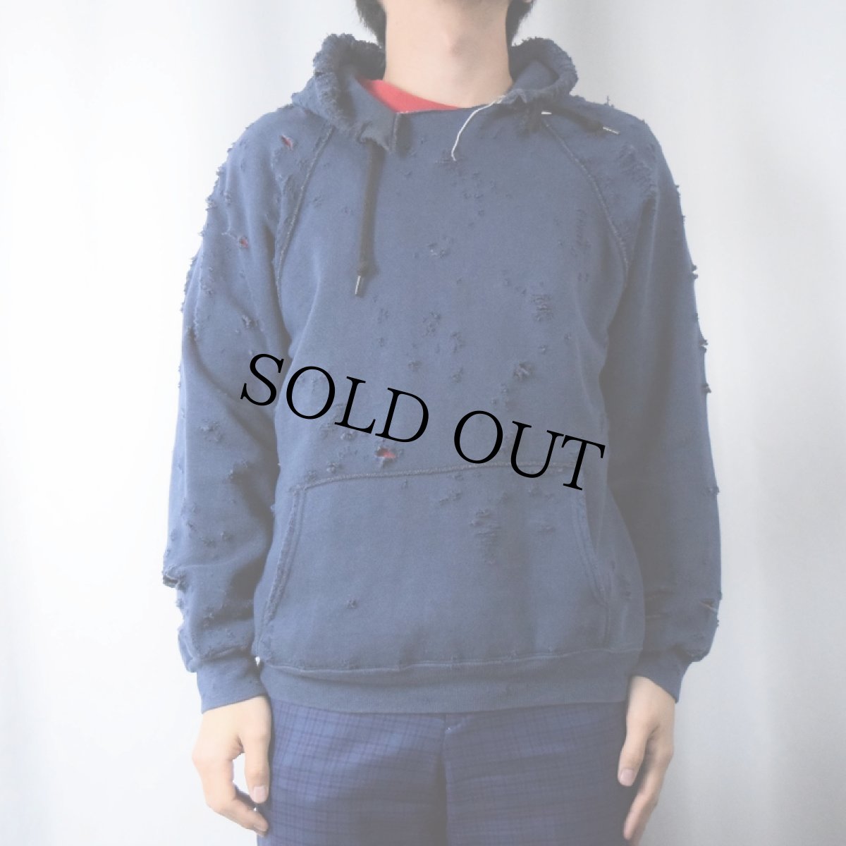 画像2: Feeet×UNP "Damaged" ラグランスウェットフーディ NAVY (2)