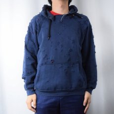 画像2: Feeet×UNP "Damaged" ラグランスウェットフーディ NAVY (2)