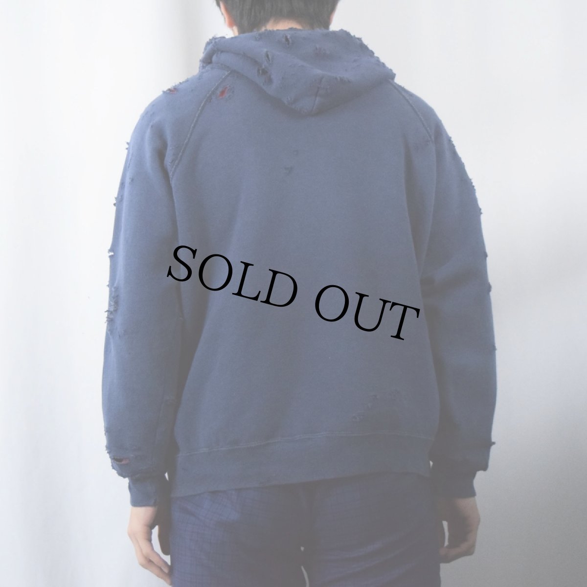 画像3: Feeet×UNP "Damaged" ラグランスウェットフーディ NAVY (3)