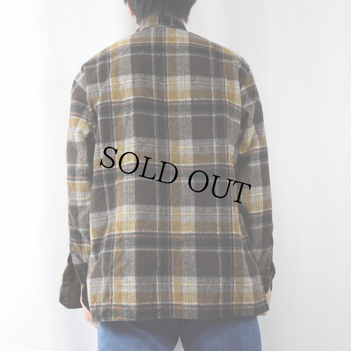 画像3: 70〜80's EURO DEBJAY PARIS FRANCE製 チェック柄 ウール×ポリエステル シャツ SIZE4 (3)