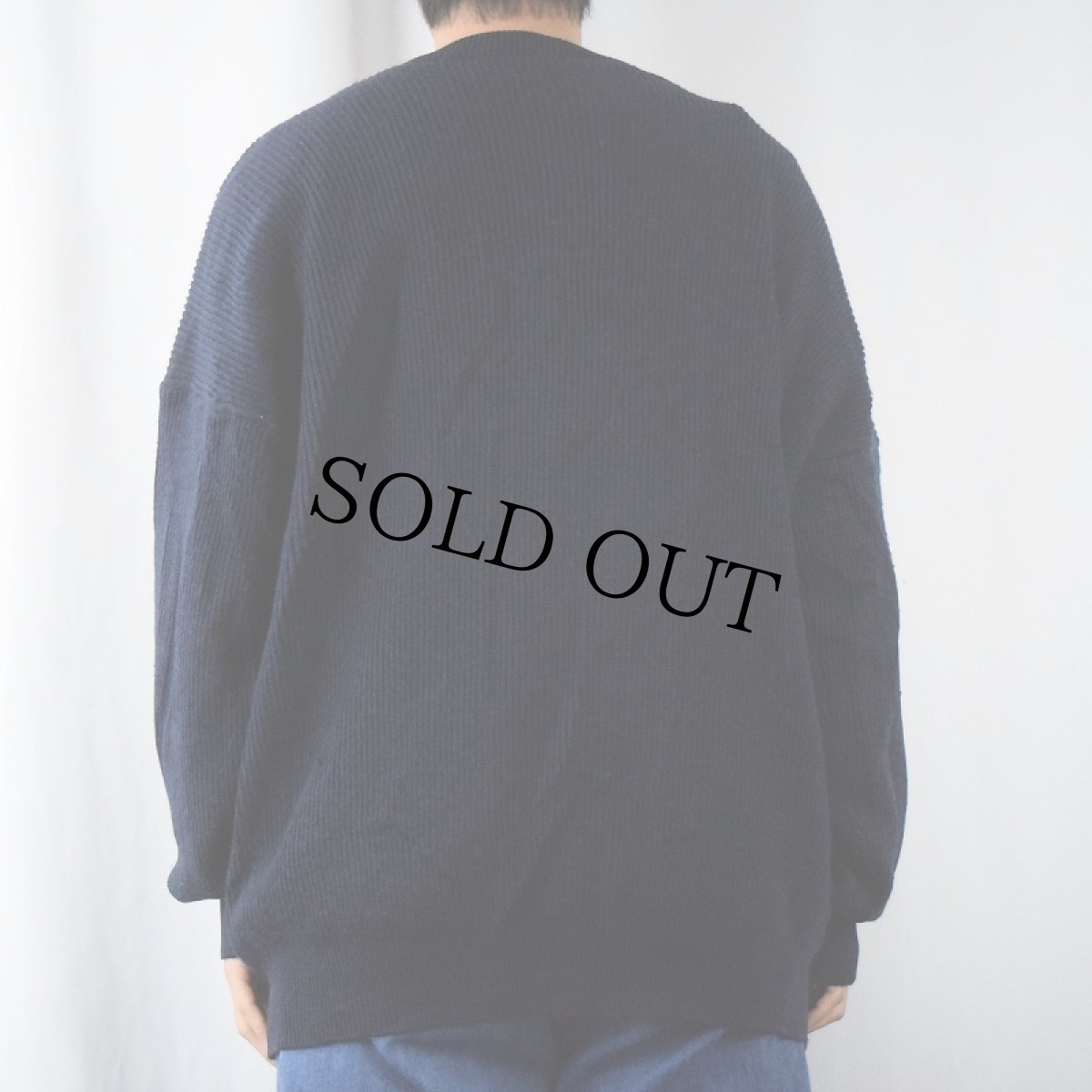 画像3: 70〜80's CHEMISE LACOSTE FRANCE製 ロゴ刺繍 ウール×アクリル ニットカーディガン NAVY SIZE4 (3)