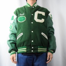 画像3: 80's TROPHY JACKETS USA製 パッチ付き メルトンウール×レザー スタジャン (3)