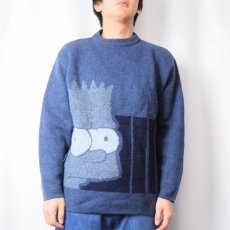 画像3: 2000's the SIMPSONS キャラクター ジャガード ユーロスキーニットセーター NAVY S (3)