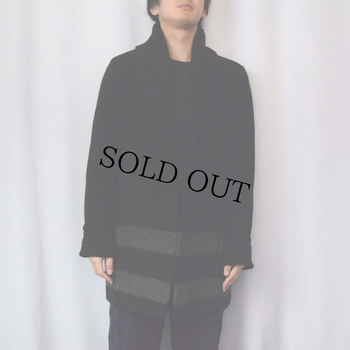 画像2: LAUREN Ralph Lauren ボーダー柄 ウールニットガウン L (2)