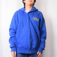 画像2: 90's CAMBER USA製 "4:15 CLUB" 裏サーマル 刺繍スウェットジップパーカー XL (2)