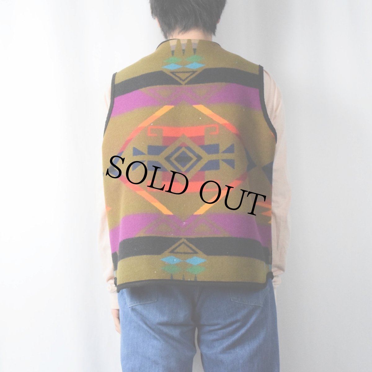 画像3: バッジ付き ネイティブ柄 ウールベスト (3)