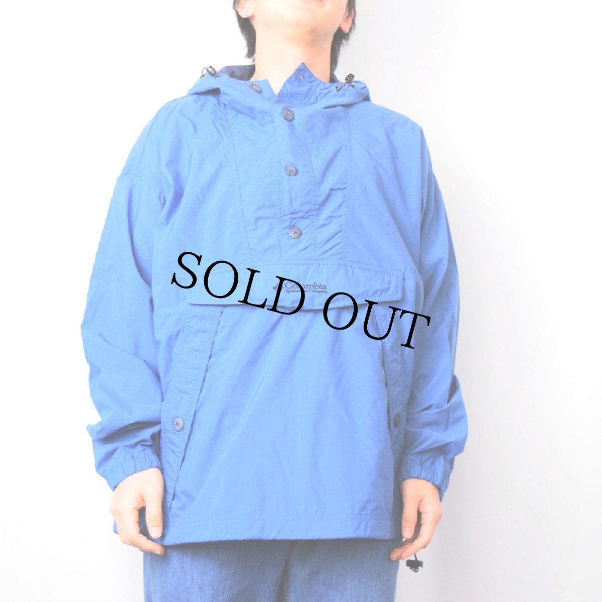 画像2: 90〜2000's Columbia ロゴ刺繍  ナイロンアノラックパーカー L (2)