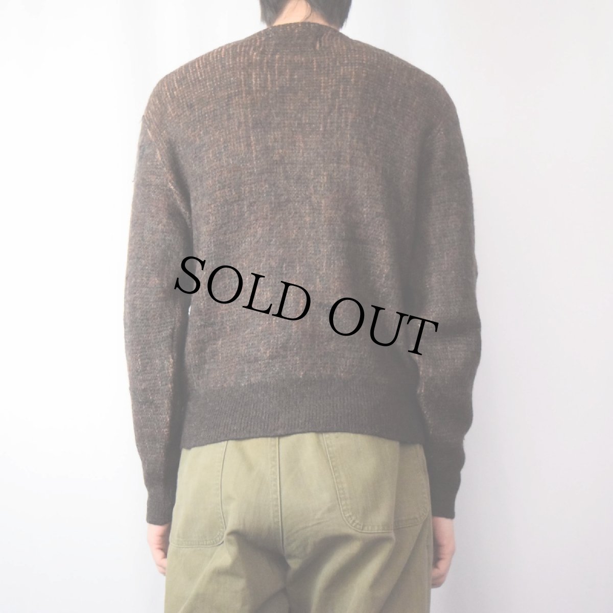 画像3: 60's Manhattan 柄織り ウール×モヘアニットカーディガン S (3)