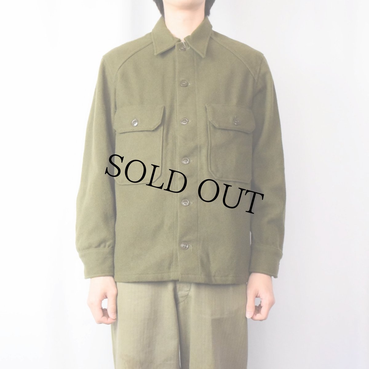 画像2: 50's U.S.ARMY ウールシャツ MEDIUM (2)