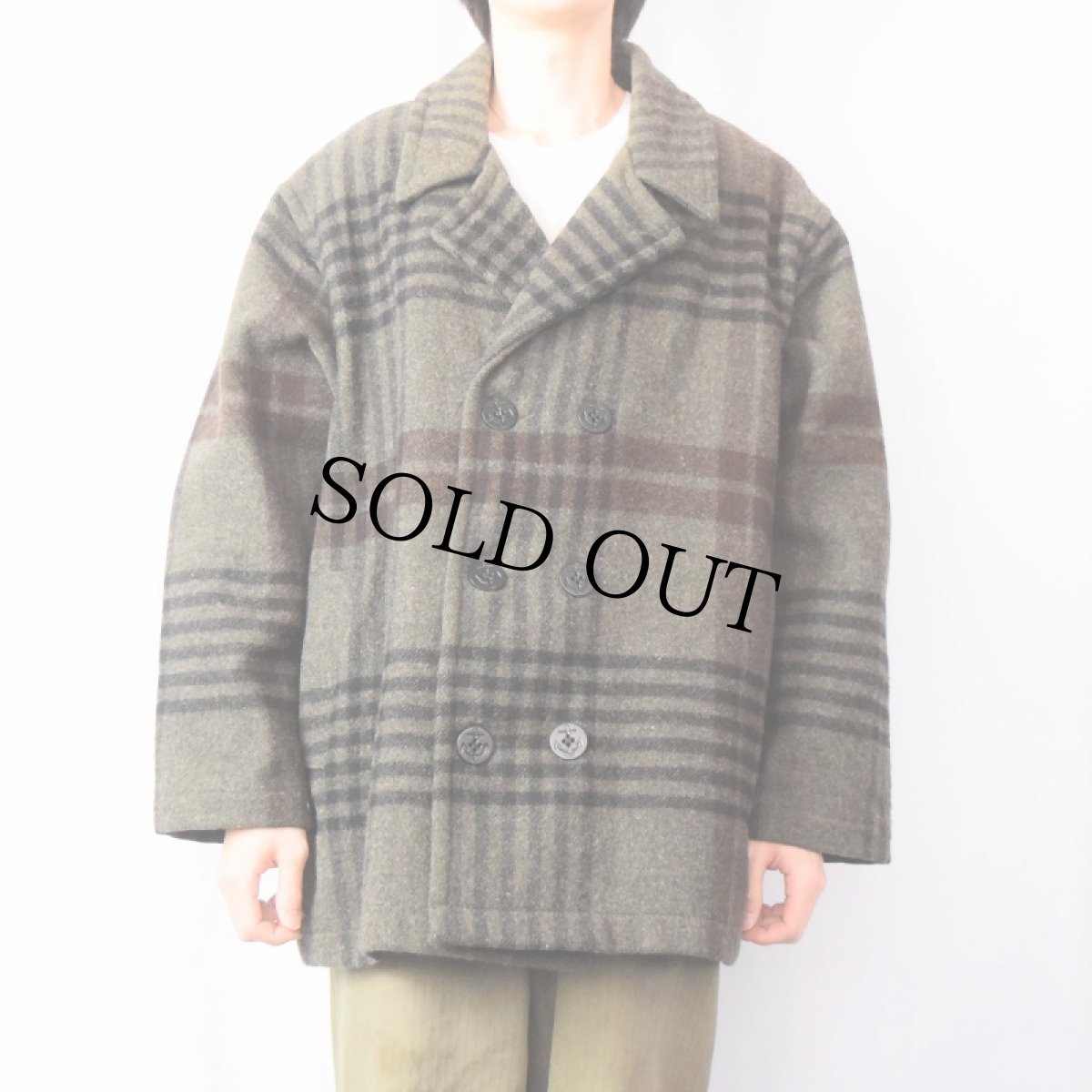 画像2: 90's Woolrich USA製 "SAMPLE" チェック柄 ウールチェスターコート L (2)