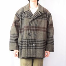 画像2: 90's Woolrich USA製 "SAMPLE" チェック柄 ウールチェスターコート L (2)