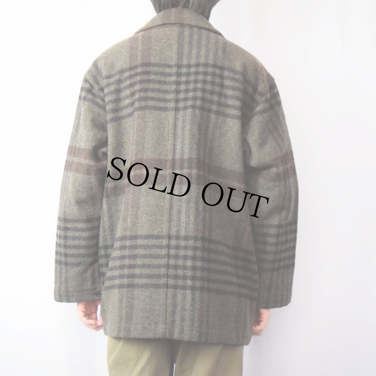 画像3: 90's Woolrich USA製 "SAMPLE" チェック柄 ウールチェスターコート L (3)