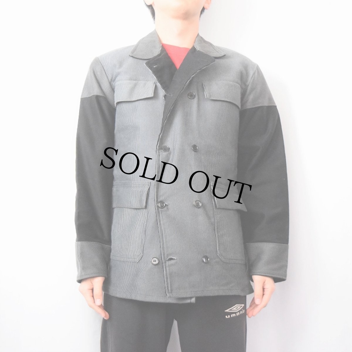 画像2: EURO ストライプ柄 切り替えデザイン モールスキンワークジャケット (2)